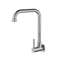 Brushed nickle 304 Stainless Steel Single Cold Goose Neck Kitchen Faucet